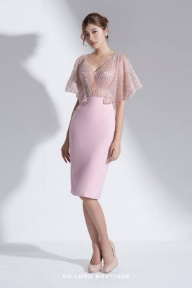 Đầm dạ hội ngắn màu thời trang màu hồng DA 188