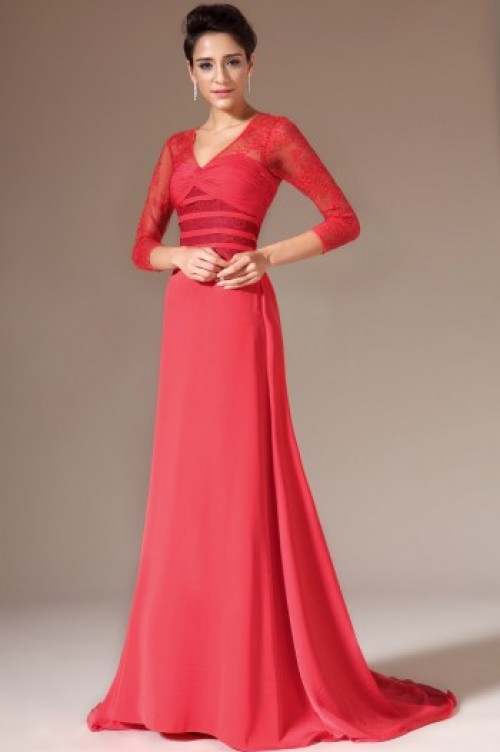 Đầm dạ hội dài tay màu đỏ DA 99