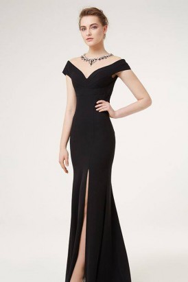 Đầm dạ hội màu đen xẻ tà quyến rũ DA 176