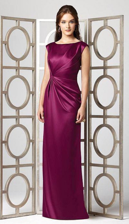 Đầm dạ hội màu tím chất liệu phi lụa DA 210