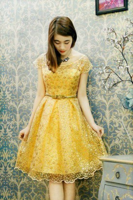 Đầm dạ hội màu vàng DA 10
