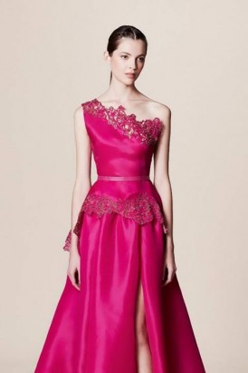 Đầm dạ hội xẻ tà màu hồng đậm DA 63
